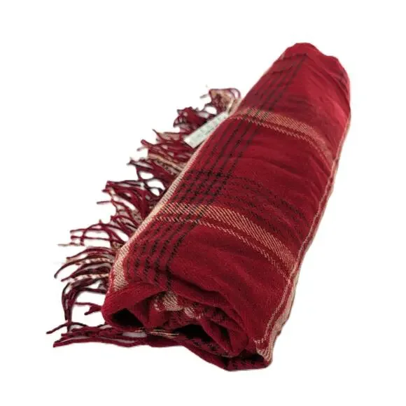 Madewell Red Tartan Plaid Cape Scarf Shawl Ruana - Picture 5 of 12